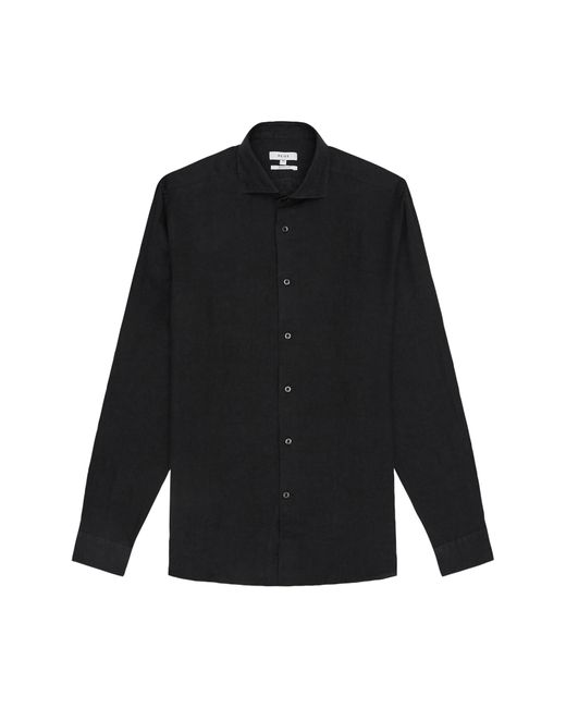 Reiss Black Ruban Linen Button-up Shirt for men