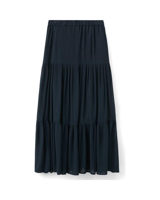 MANGO TEEN Women's Blue Tiered Maxi Skirt
