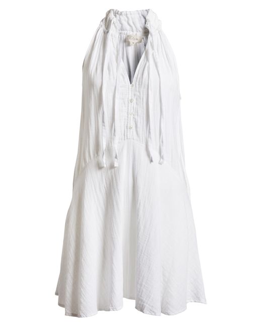 Elan White Button Front Cotton Cover-up Minidress