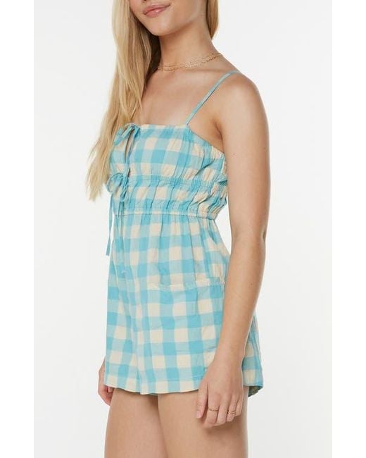 Roxy Blue The Breakers Check Romper