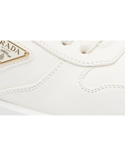 Prada White Prax Leather Sneaker