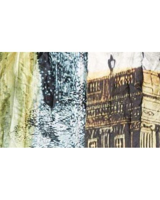 Erdem Multicolor Print Pleated Back Satin Midi Dress