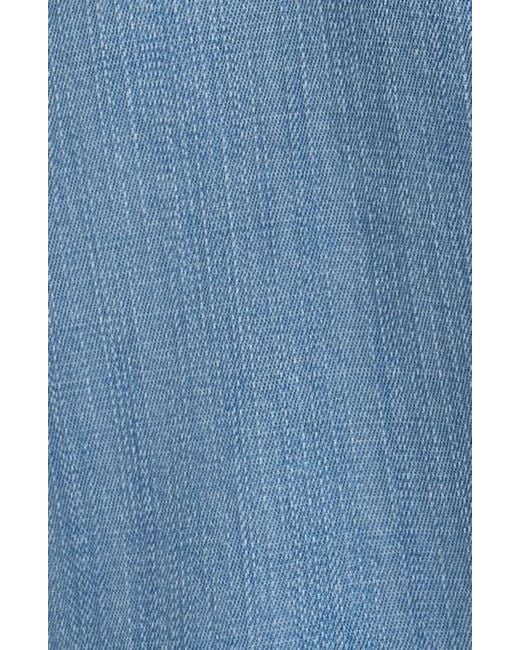 Wit & Wisdom Blue Split Neck Balloon Sleeve Top