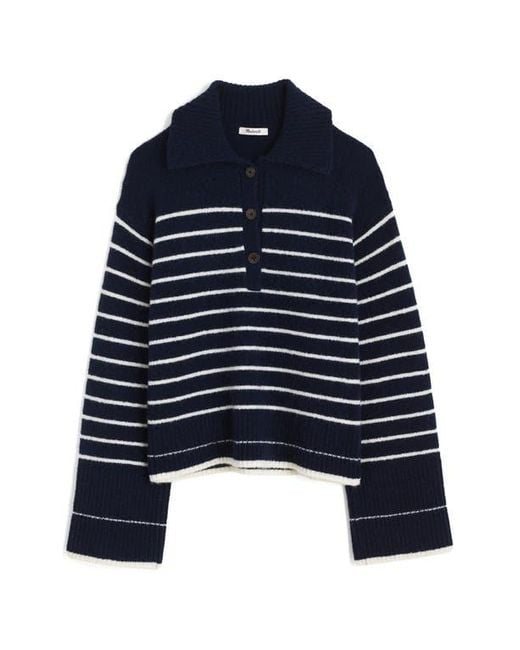 Madewell Blue Cloudsoft Polo Sweater