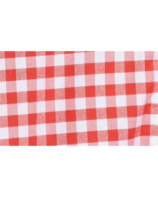 Thom Browne Red Gingham Cotton Zip Front Shirt Jacket for men