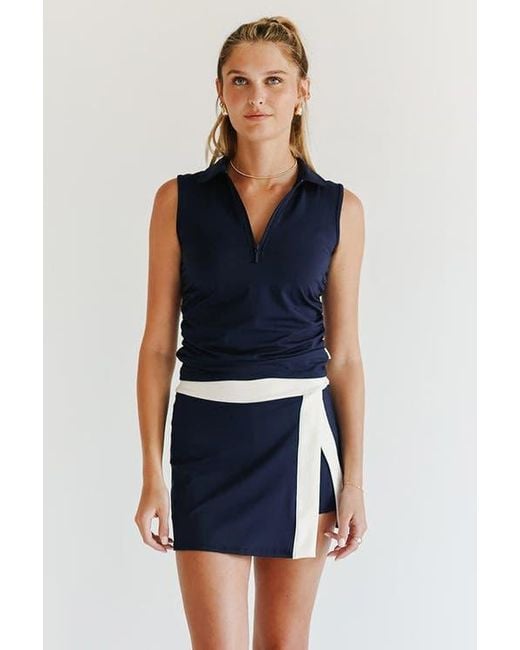 Beldrie Blue Dash Collared Top