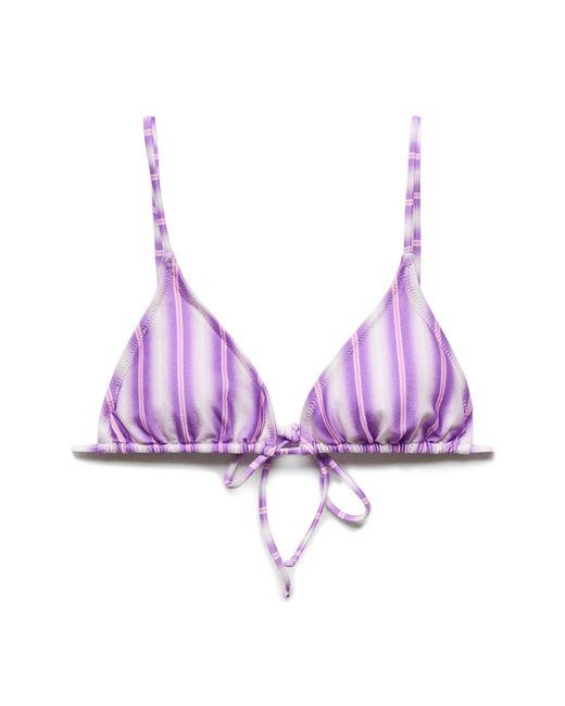 Mango Purple Stripe Triangle Bikini Top