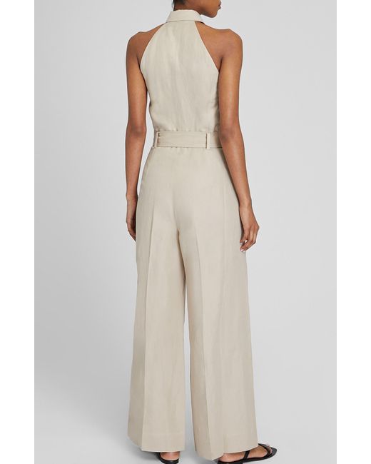 Club Monaco Natural Belted Sleeveless Jumpsuit