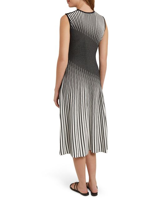 Misook Black Intarsia Stripe A-line Sweater Dress