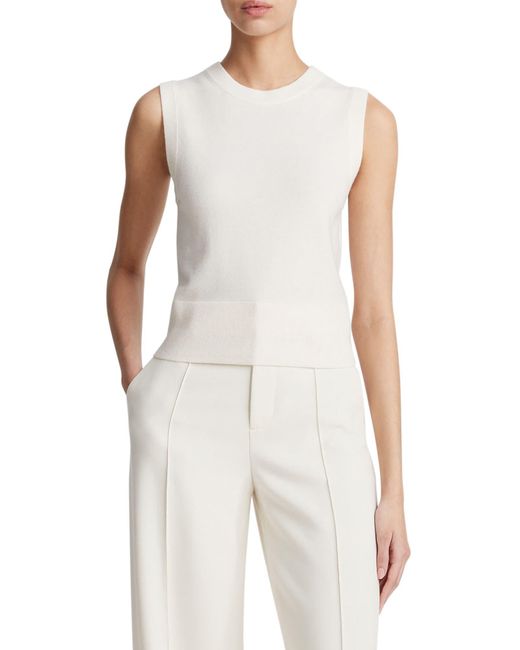 Vince Sleeveless Wool & Cashmere Blend Sweater in White | Lyst