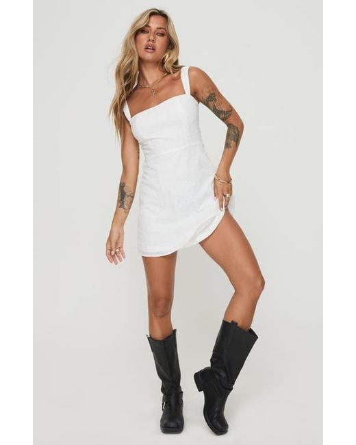 Princess Polly White Elestren Embroidered Eyelet Minidress