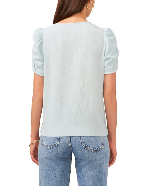 Vince Camuto Blue Gathered Puff Sleeve Blouse