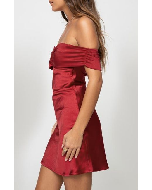 Princess Polly Red Sadee Off The Shoulder Satin Minidress