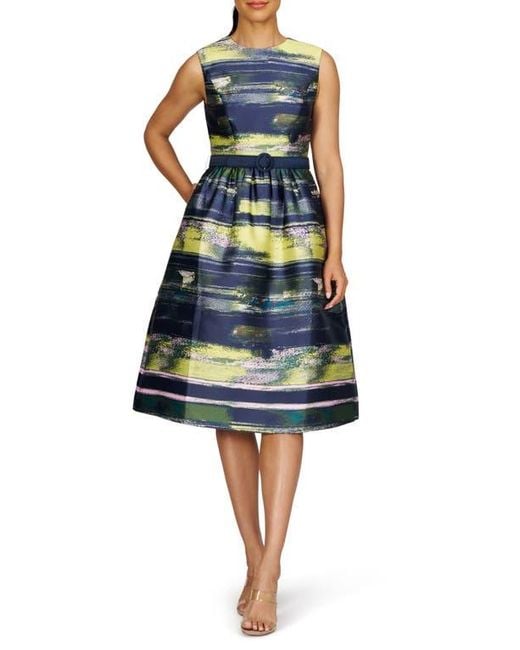 Kay Unger Blue Spencer Belted Cocktail Dress