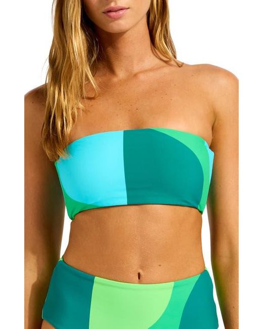 Seafolly Blue Reversible Strapless Tube Bikini Top