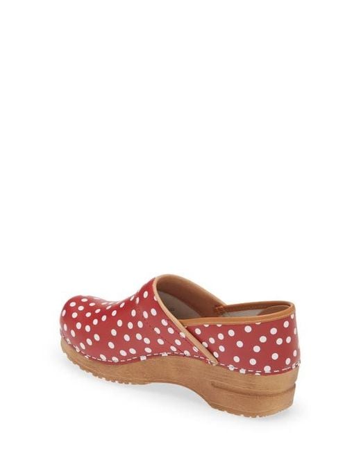 Sanita Red Roxbury Polka Dot Clog