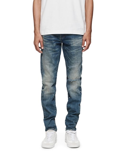 Purple Brand Blue Blowout Ripped Skinny Jeans for men