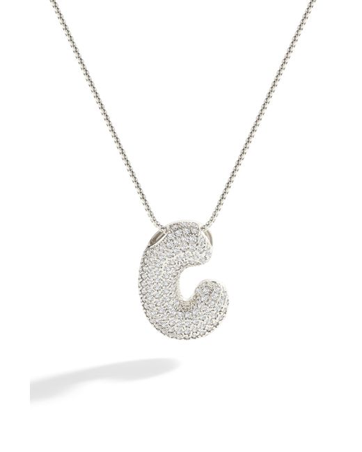 Mint & Lily Metallic Pave Bubble Initial Necklace