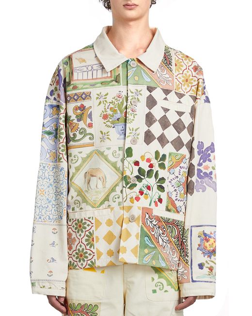 Profound Natural Mosaic Print Shirt Jacket for men
