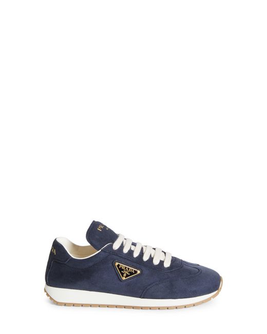 Prada Blue Triangle Logo Low Top Sneaker