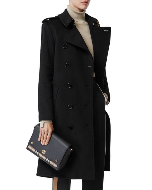 Burberry Note Leather & Vintage Check Crossbody Bag in Gray Lyst