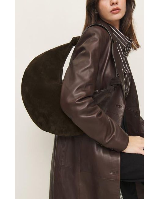 Reformation Black Rhea Suede Hobo Bag