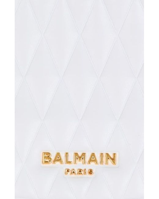 Balmain White Two-Tone Quilted Medium Jolie Madame Bag
