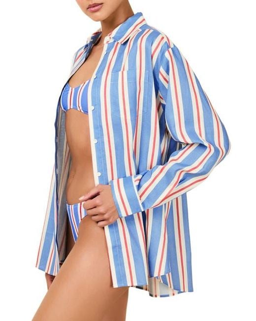 Solid & Striped Blue The Avril Linen Blend Button-Up Shirt