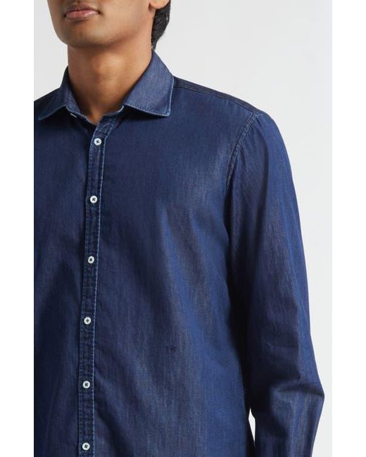 Massimo Alba Blue Canary Classic Fit Cotton Denim Button-Up Shirt for men