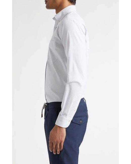 Eleventy White Stripe Button Down Shirt for men