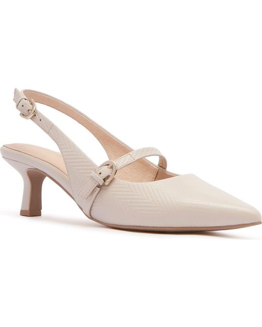 Frankie White Coco Slingback Mary Jane Pointed Toe Pump