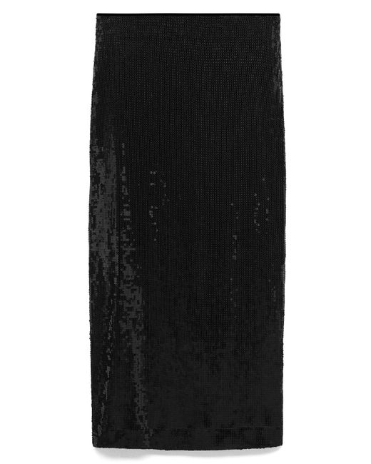 Mango Black Sequin Midi Skirt