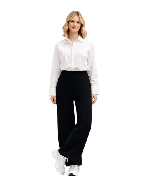 Accouchée Black Cool Knit Flexible Waist Palazzo Pants