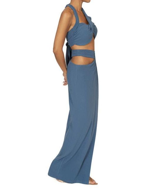 JLUXLABEL Blue New Age Crop Top & Skirt Set