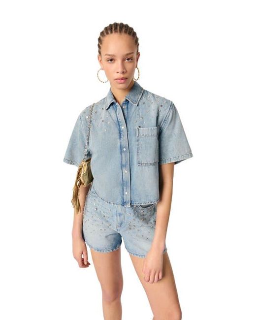 Maje Blue Studded Denim Shirt
