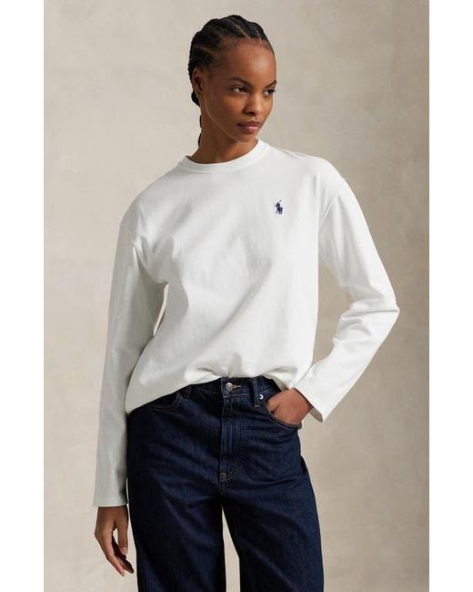Polo Ralph Lauren White Long Sleeve Cotton Jersey T-Shirt