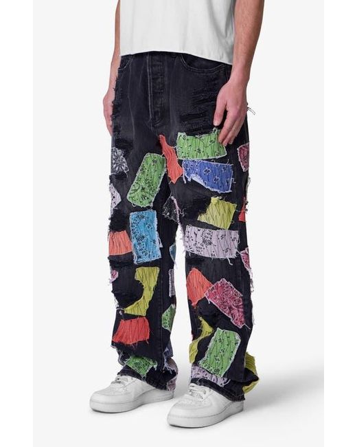 MNML Blue Bandana Patch Ultra Baggy Jeans for men