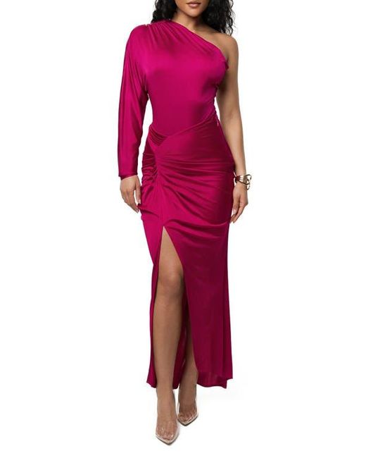 JLUXLABEL Pink One-Shoulder Satin Bodysuit