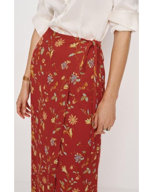 Reformation Red Opal Print Wrap Skirt
