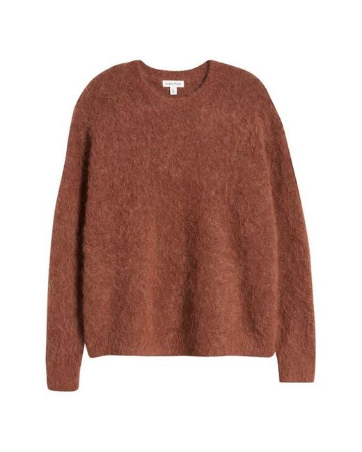 Nordstrom Fuzzy Textured Alpaca Blend Crewneck Sweater in Brown Lyst