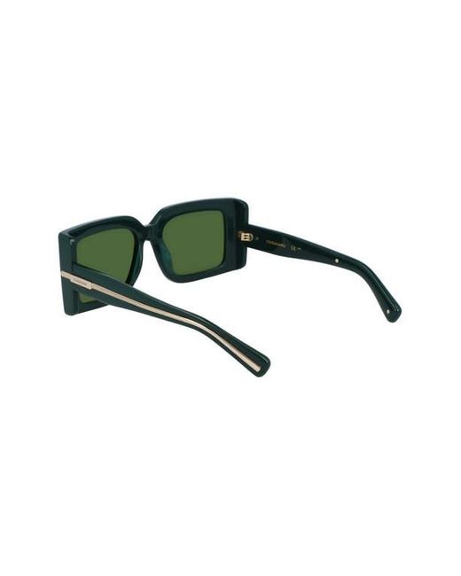Ferragamo Green Prisma 55Mm Modified Rectangular Sunglasses