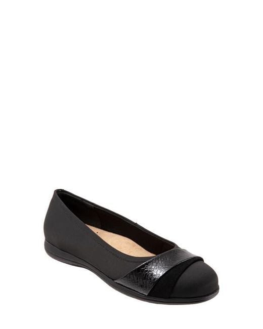 Trotters Black Danni Leather & Suede Flat
