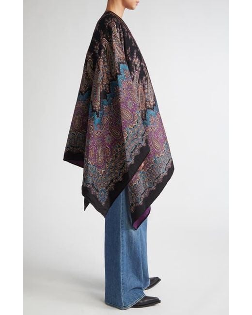 Etro Multicolor Metallic Paisley Jacquard Cape