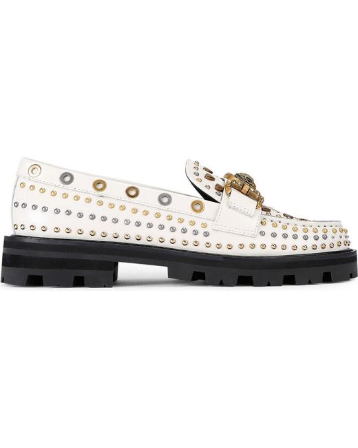 Kurt Geiger White Mansion Stud Platform Loafer