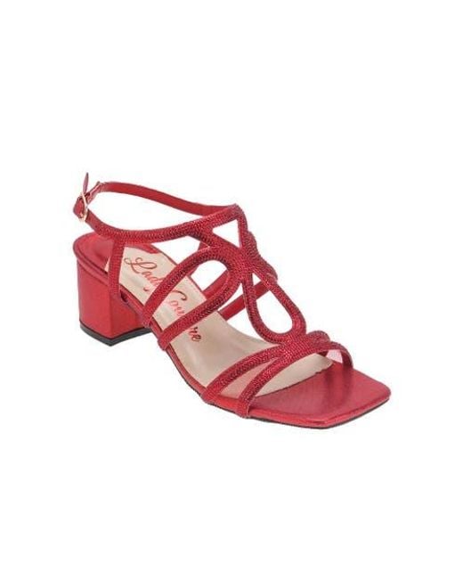 Lady Couture Red Rhinestone Block Heel Dressy Sandal