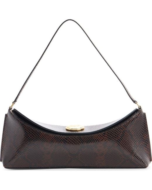 Jacquemus Brown The Ovalo Snakeskin Embossed Leather Shoulder Bag