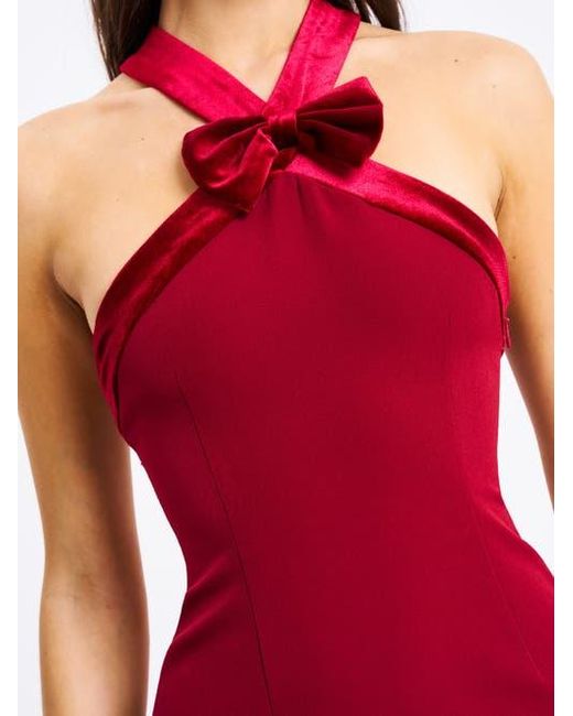 Miss Circle Red Barbra Cross Straps Bodycon Mini Dress With Bubble Hem