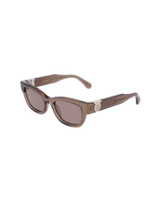 Ferragamo Gray 52Mm Modified Rectangular Sunglasses