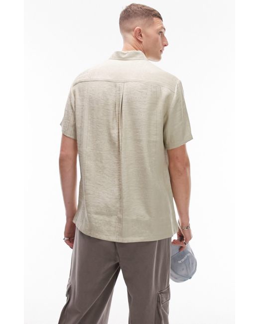 Topman Natural Bandana Jacquard Button-up Shirt for men
