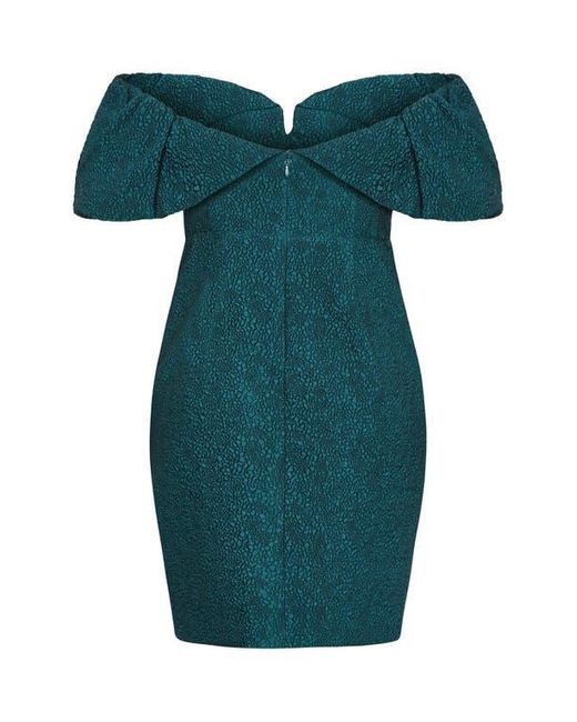City Chic Green Jez Off The Shoulder Minidress